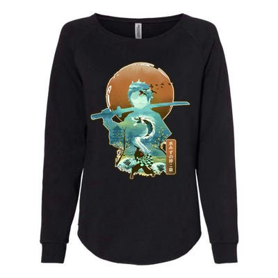 Ukiyo Breath Of Water Samurai Womens California Wash Sweatshirt