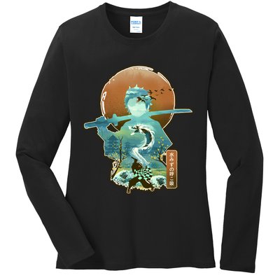 Ukiyo Breath Of Water Samurai Ladies Long Sleeve Shirt