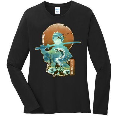 Ukiyo Breath Of Water Samurai Ladies Long Sleeve Shirt