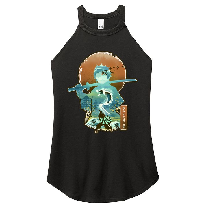 Ukiyo Breath Of Water Samurai Women's Perfect Tri Rocker Tank