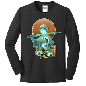 Ukiyo Breath Of Water Samurai Kids Long Sleeve Shirt