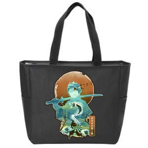 Ukiyo Breath Of Water Samurai Zip Tote Bag