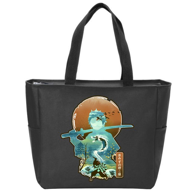 Ukiyo Breath Of Water Samurai Zip Tote Bag