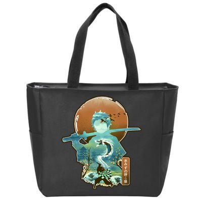 Ukiyo Breath Of Water Samurai Zip Tote Bag