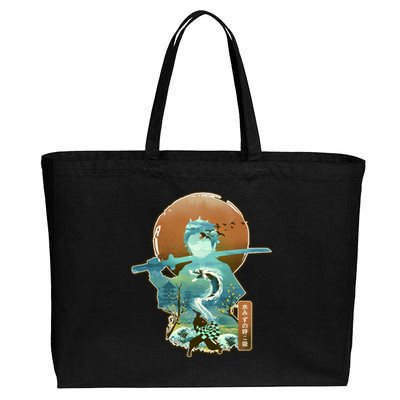 Ukiyo Breath Of Water Samurai Cotton Canvas Jumbo Tote