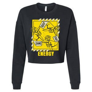 Universitygold Keep That Same Energy Varsitygold Color Cropped Pullover Crew