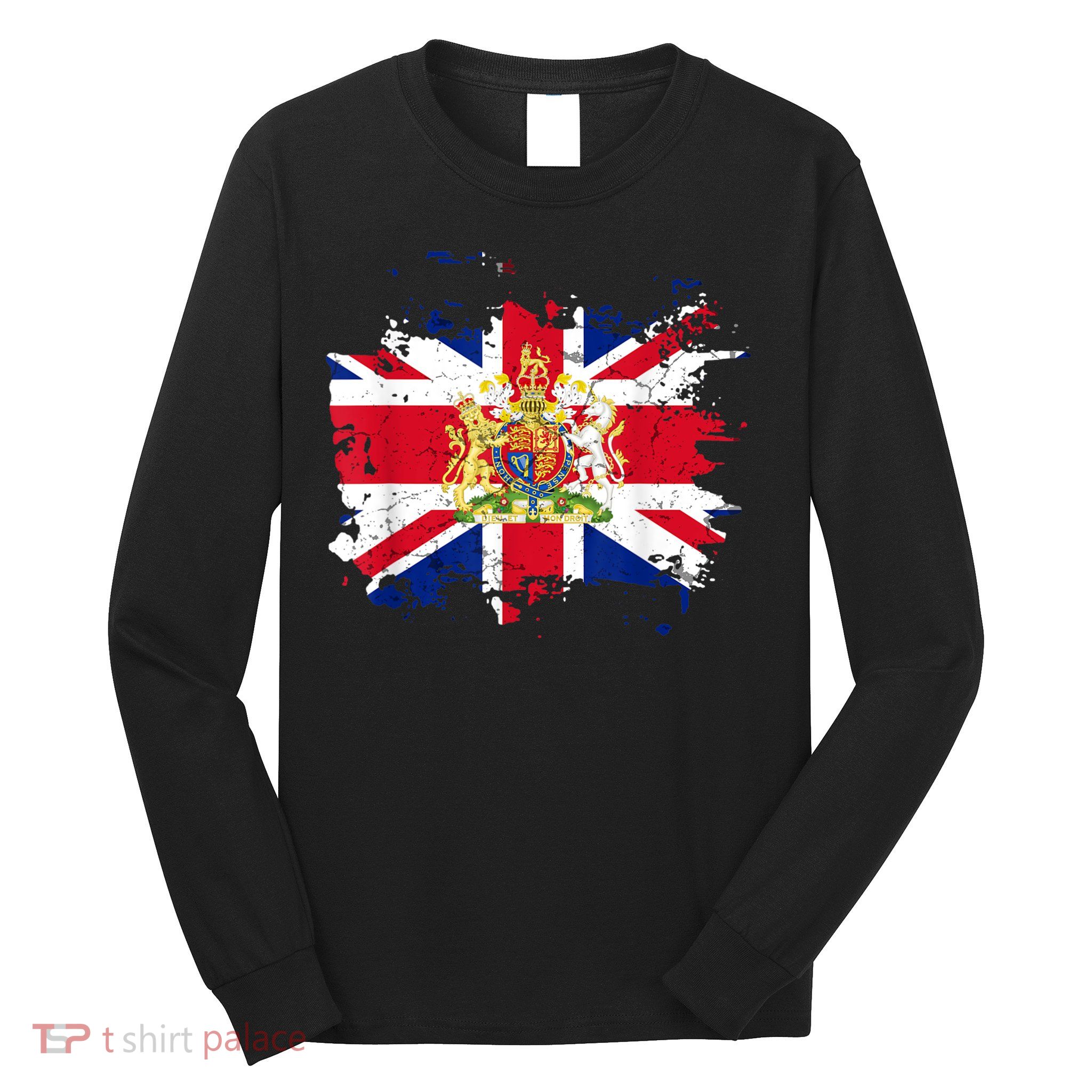 United Kingdom UK Great Britain British Flag Coat Of Arms Long Sleeve Shirt