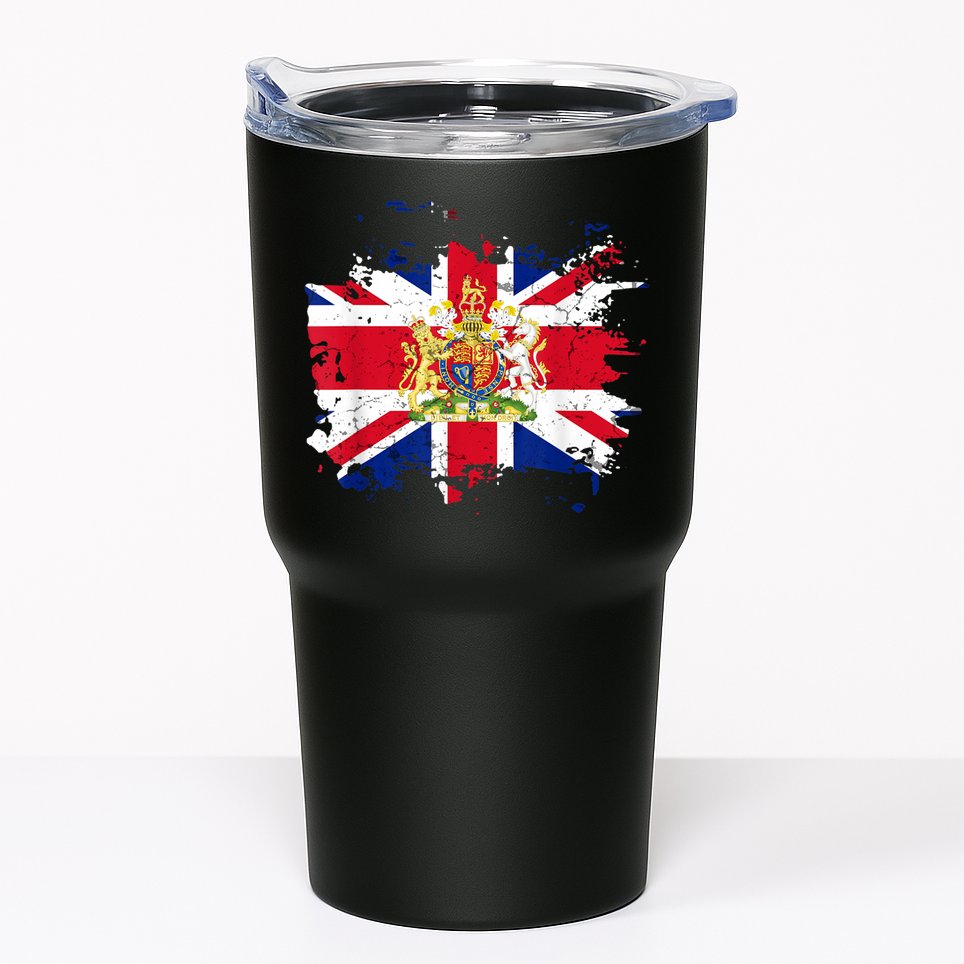 United Kingdom UK Great Britain British Flag Coat Of Arms Tumbler