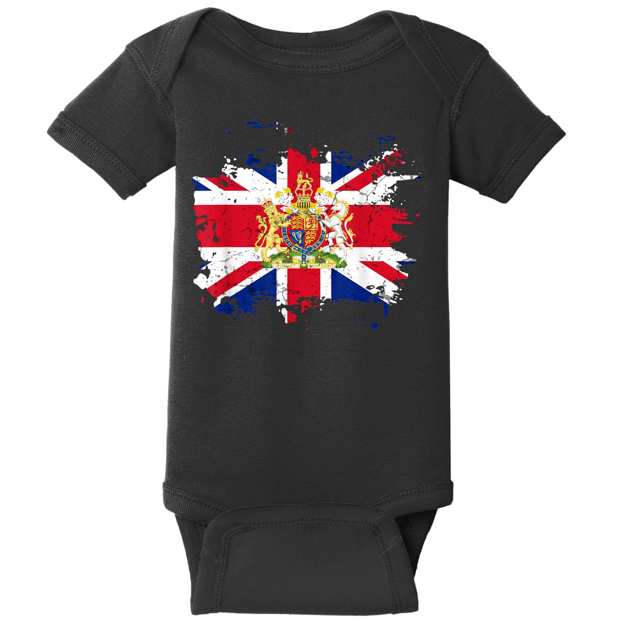 United Kingdom UK Great Britain British Flag Coat Of Arms Baby Bodysuit