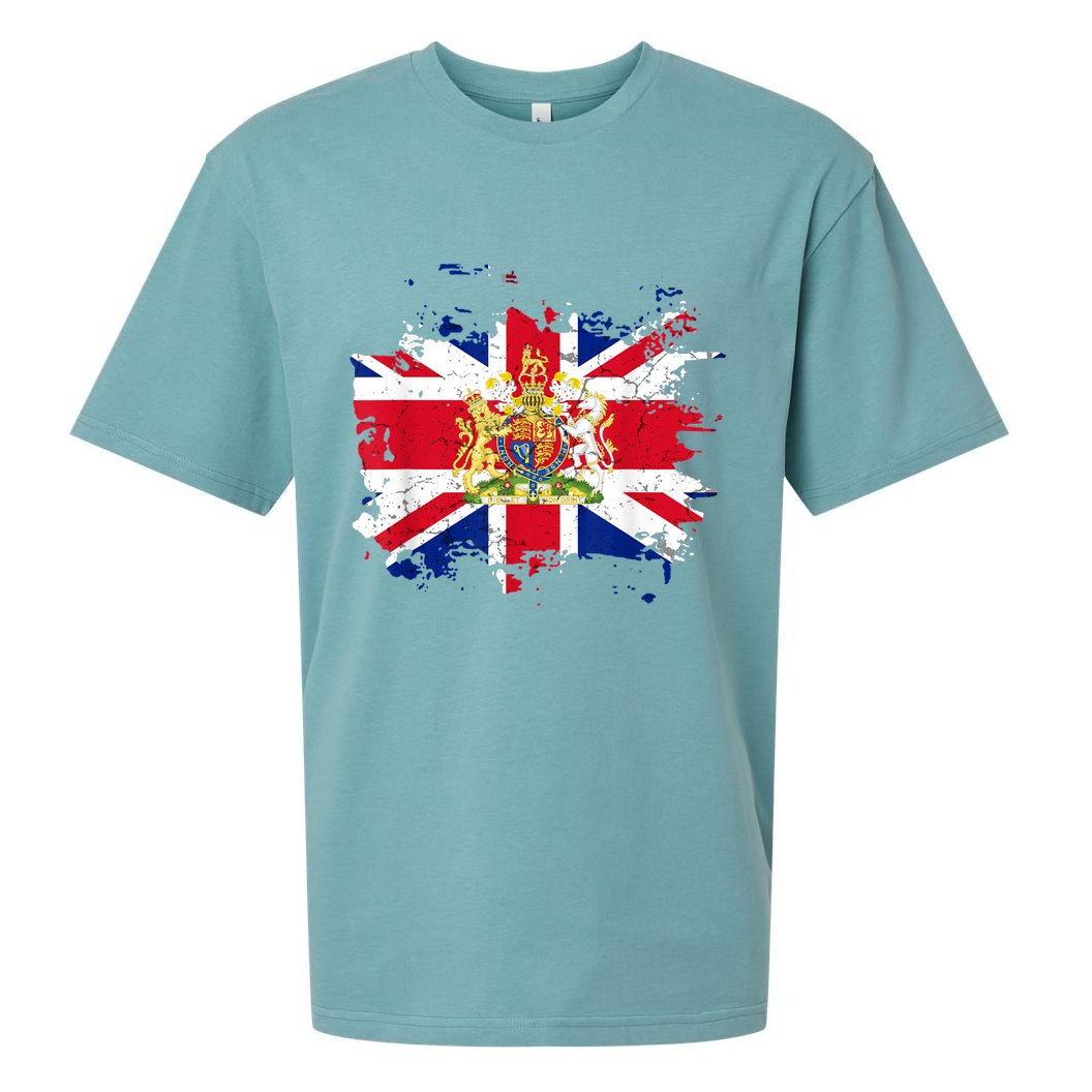 United Kingdom UK Great Britain British Flag Coat Of Arms Sueded Cloud Jersey T-Shirt