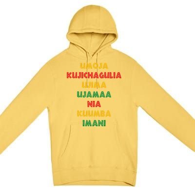 Umoja Kujichagulia Ujima Ujamaa Nia Kuumba Imani Premium Pullover Hoodie