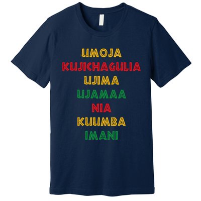 Umoja Kujichagulia Ujima Ujamaa Nia Kuumba Imani Premium T-Shirt