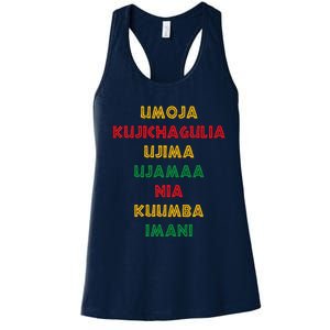 Umoja Kujichagulia Ujima Ujamaa Nia Kuumba Imani Women's Racerback Tank