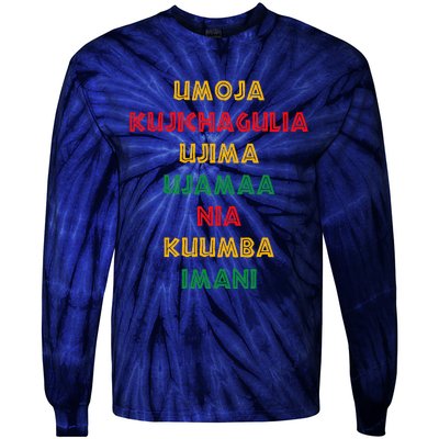 Umoja Kujichagulia Ujima Ujamaa Nia Kuumba Imani Tie-Dye Long Sleeve Shirt