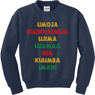 Umoja Kujichagulia Ujima Ujamaa Nia Kuumba Imani Kids Sweatshirt