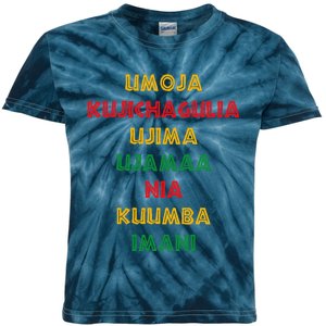 Umoja Kujichagulia Ujima Ujamaa Nia Kuumba Imani Kids Tie-Dye T-Shirt