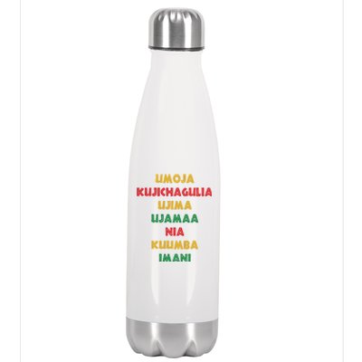 Umoja Kujichagulia Ujima Ujamaa Nia Kuumba Imani Stainless Steel Insulated Water Bottle