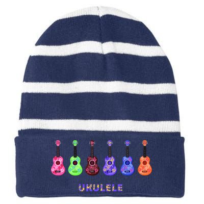 Ukulele Striped Beanie with Solid Band