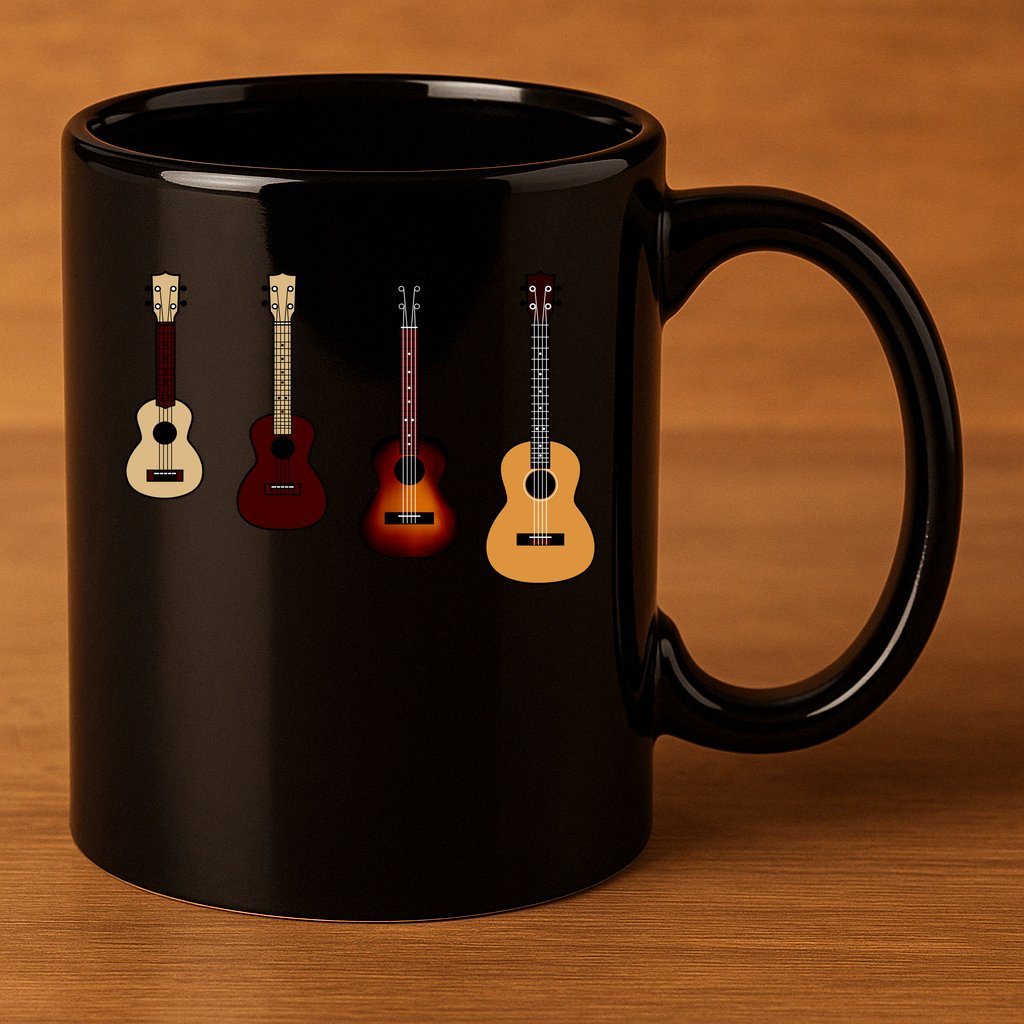Ukulele Quad 11oz C Handle Ceramic Mug