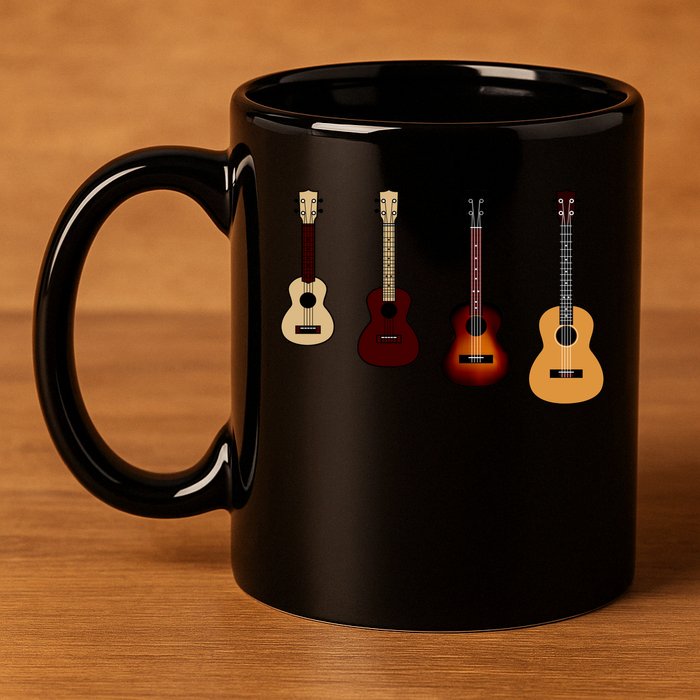 Ukulele Quad 11oz C Handle Ceramic Mug