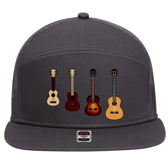 Ukulele Quad 7 Panel Mesh Trucker Snapback Hat