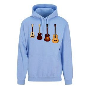 Ukulele Quad Unisex Surf Hoodie