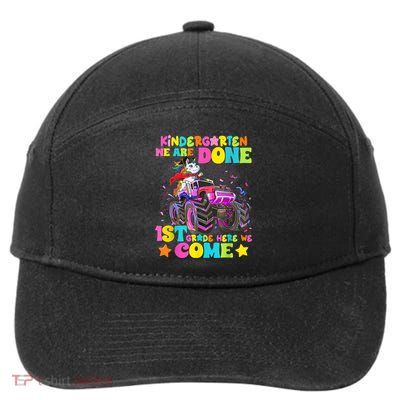 Unicorn Kindergarten We Are Done 1st Grade Here We Come 7-Panel Snapback Hat