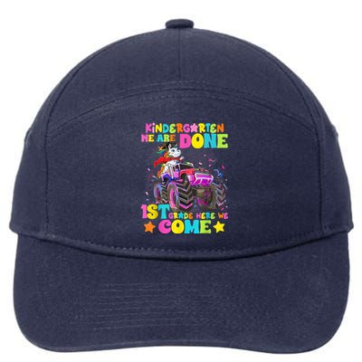 Unicorn Kindergarten We Are Done 1st Grade Here We Come 7-Panel Snapback Hat