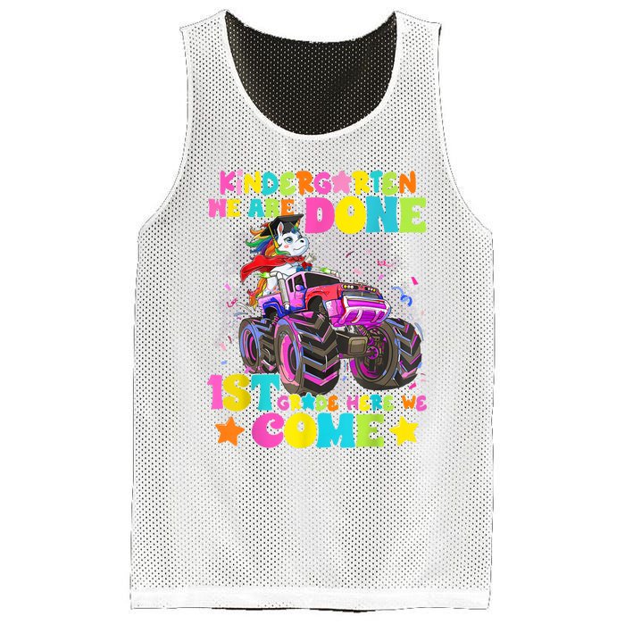 Unicorn Kindergarten We Are Done 1st Grade Here We Come Mesh Reversible Basketball Jersey Tank