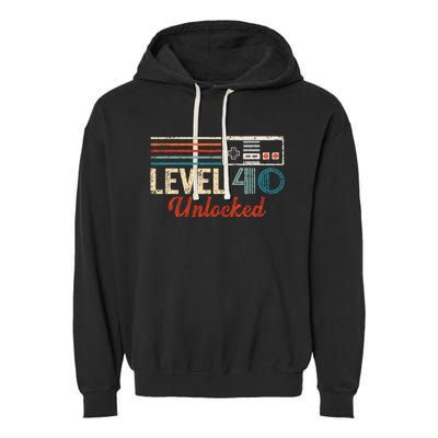 Unlocked Level 40 Birthday Garment-Dyed Fleece Hoodie