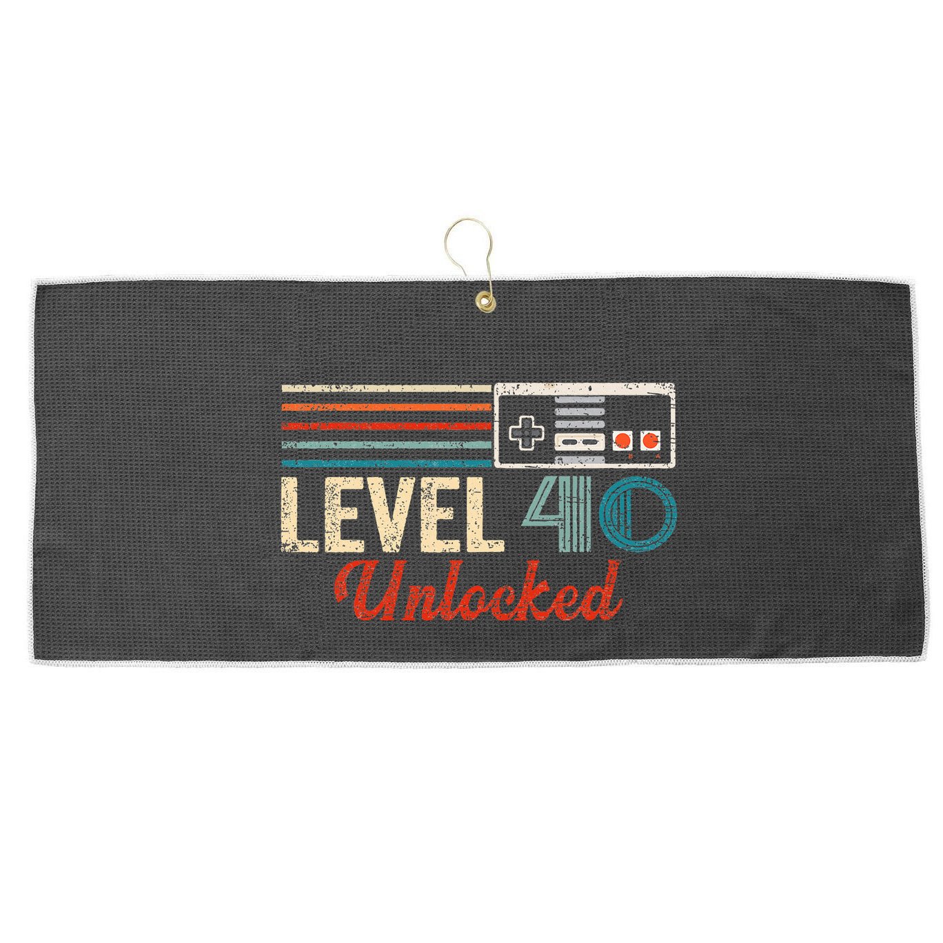 Unlocked Level 40 Birthday Large Microfiber Waffle Golf Towel
