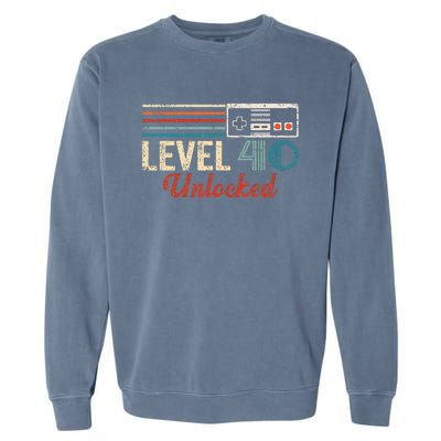 Unlocked Level 40 Birthday Garment-Dyed Sweatshirt