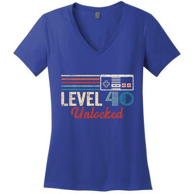 Unlocked Level 40 Birthday Women's V-Neck T-Shirt