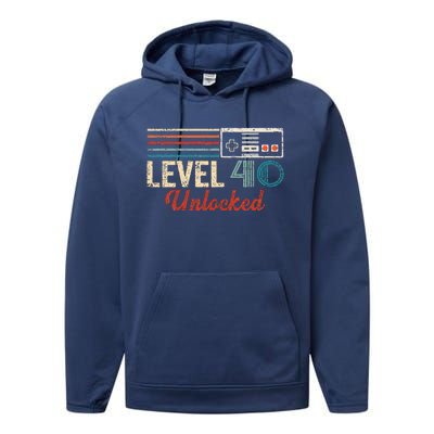 Unlocked Level 40 Birthday Performance Fleece Hoodie