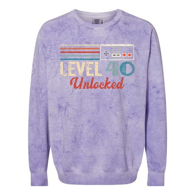 Unlocked Level 40 Birthday Boy Video Game Controller Colorblast Crewneck Sweatshirt