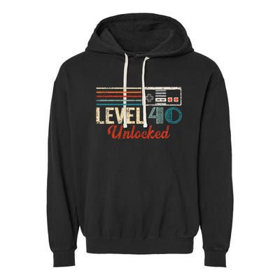 Unlocked Level 40 Birthday Boy Video Game Controller Garment-Dyed Fleece Hoodie