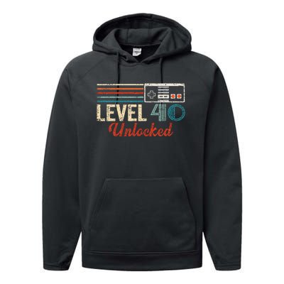 Unlocked Level 40 Birthday Boy Video Game Controller Performance Fleece Hoodie