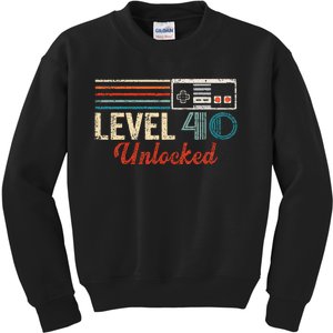 Unlocked Level 40 Birthday Boy Video Game Controller Kids Sweatshirt