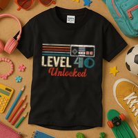 Unlocked Level 40 Birthday Boy Video Game Controller Kids T-Shirt