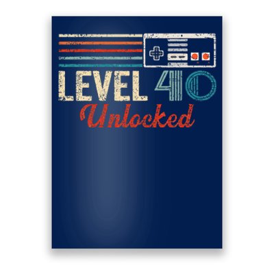 Unlocked Level 40 Birthday Boy Video Game Controller Poster