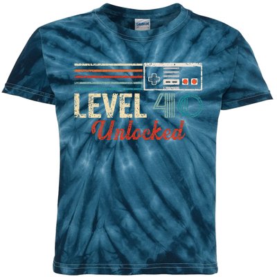 Unlocked Level 40 Birthday Boy Video Game Controller Kids Tie-Dye T-Shirt