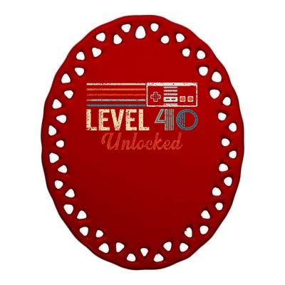 Unlocked Level 40 Birthday Boy Video Game Controller Ceramic Oval Ornament