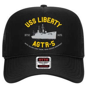 Uss Liberty Agtr 5 High Crown Mesh Back Trucker Hat