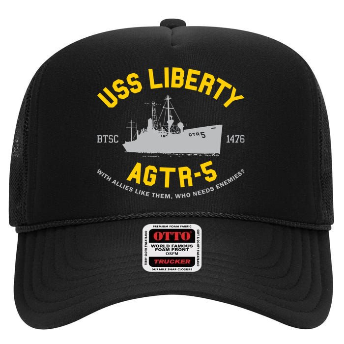 Uss Liberty Agtr 5 High Crown Mesh Back Trucker Hat