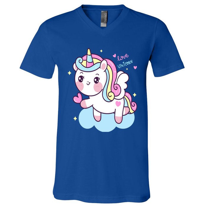 Unicorns Love And Valentines Day Gift V-Neck T-Shirt