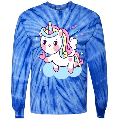 Unicorns Love And Valentines Day Gift Tie-Dye Long Sleeve Shirt