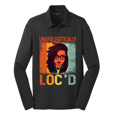 Unapologetically Loc'd Black Queen Melanin Loc'd Hair Silk Touch Performance Long Sleeve Polo