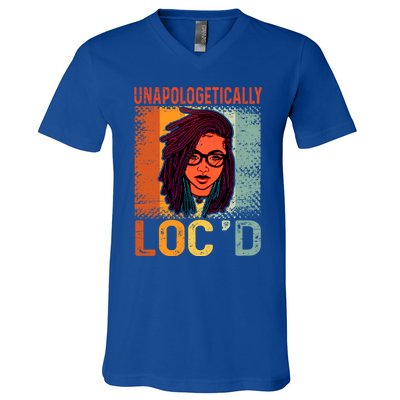 Unapologetically Loc'd Black Queen Melanin Loc'd Hair Cool Gift V-Neck T-Shirt