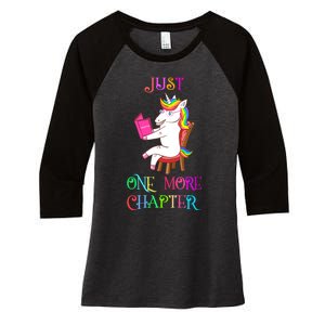 Unicorn Librarian Book Collector Gift Just One More Chapter Women's Tri-Blend 3/4-Sleeve Raglan Shirt