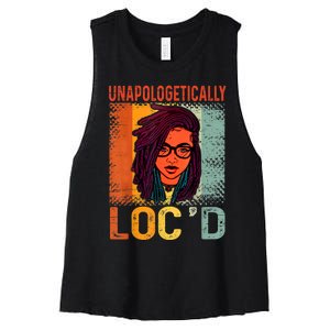 Unapologetically Loc'd Black History Queen Melanin Loc'd Women's Racerback Cropped Tank